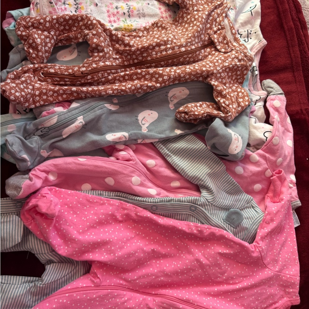 Baby Sleepers Bundle - Pink, Gray, Floral